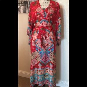 Bohemian floral peacock kimono dress🌸